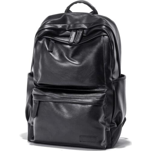 Leather Laptop Backpack,Travel PU Backpack Large Capacity Casual Satchel School Bag for Men
