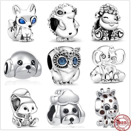 Hot sale100% 925 Sterling Silver Fox Hedgehog Dog charm Fit Original Pandora Bracelet Making DIY Fashion Jewelry For Women