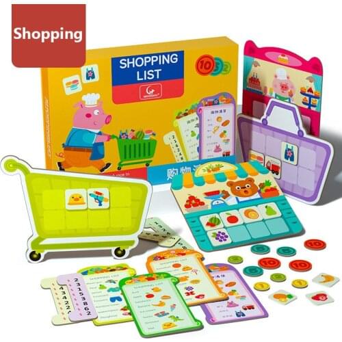 Montessori Shopping List Jigsaw Board Games Fruits Vegetables Cognitive Toy Baby Educational Simulation Supermarket Memory Toys