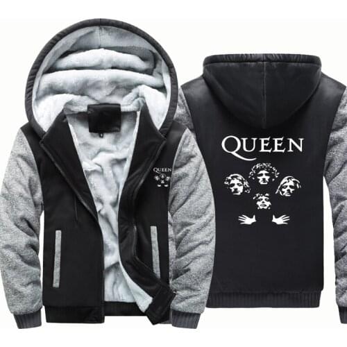 Queen rock band punk windbreak outwear coat men warm hoodie man thick Camouflage Sleeve causal winter Jacket hoody men clothes