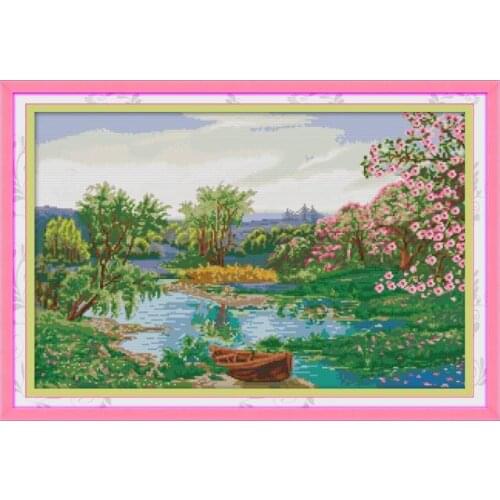 The spring of the creek cross stitch kit aida 14ct 11ct count print canvas cross stitches needlework embroidery DIY handmade