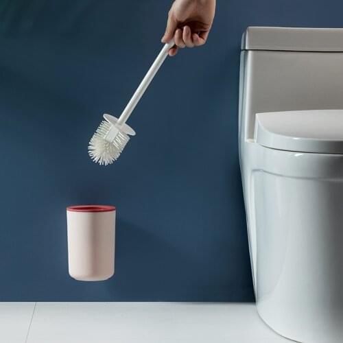 TPR Toilet Brush Set Wall Mounted Silicone Bathroom Toilet Brush Holder Cleaning Tool Durable ThermoPlastic Rubber Brush Head