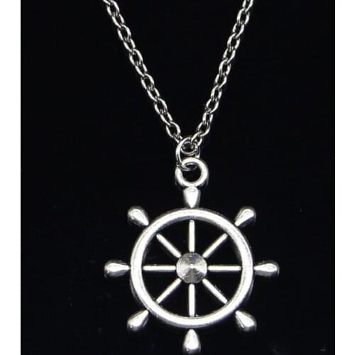 New Fashion Necklace 28x24mm ships wheel helm rudder Pendants Short Long Women Men Colar Gift Jewelry Choker