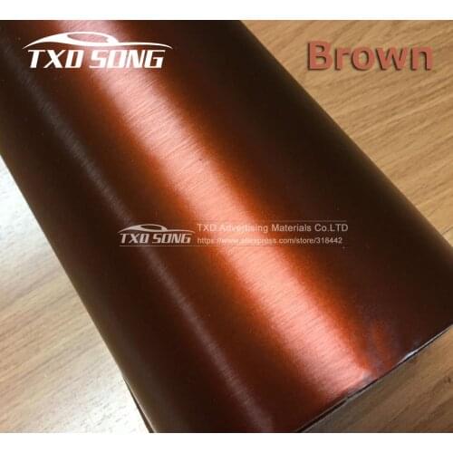 New arrival Brown Chrome matte brushed Vinyl sticker matte brushed metallic car sticker with air free bubbles by free shipping