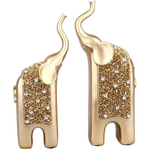 2pcs/Sets Couple Elephant Home Living Room Cabinet Decoration Ornament Creative Gifts Office Figurine Decor Props Business Gift