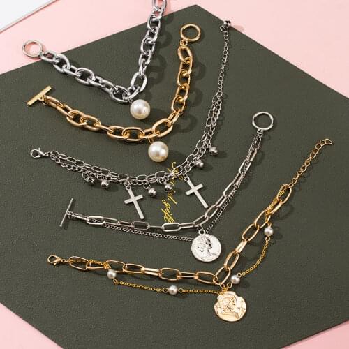 Boho Charm Bracelets Chain Bracelets for Women Couple Bracelet Stainless Steel Chain Bracelets For Lover Valentines Day Jewelry