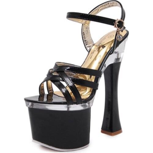 18 cm square heel nightclub high heel sandals, womens work shoes show steel pipe dancing shoes platform sandals
