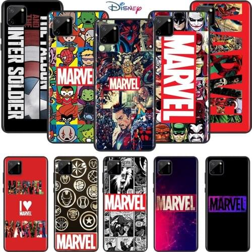 Marvel Avengers Logo For OPPO Realme C2 C3 C11 C12 C15 C17 X2 X3 X7 XT X50 Q2 Q2i V3 V5 V15 Pro TPU Silicone Black Phone Case