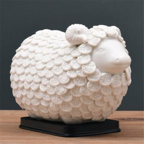 20x13cm Modern Lucky Sheep Ceramic Ornaments Simple Craft Gift Miniature Living Room Desktop Decor Figurine Home Decoration