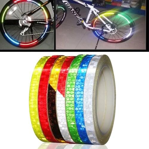 1pc 8m Long Bicycle PVC Reflective Bike Stickers Cars MTB Bicycle Adhesive Tape Safety Warning Durable Decor Sticker Accessories