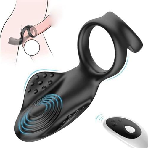 Vibrating Penis Ring Wireless Control Dual Cock Ring Rechargeable Sex Toy Prolong Erection Enhancer Massager for Men and Couples