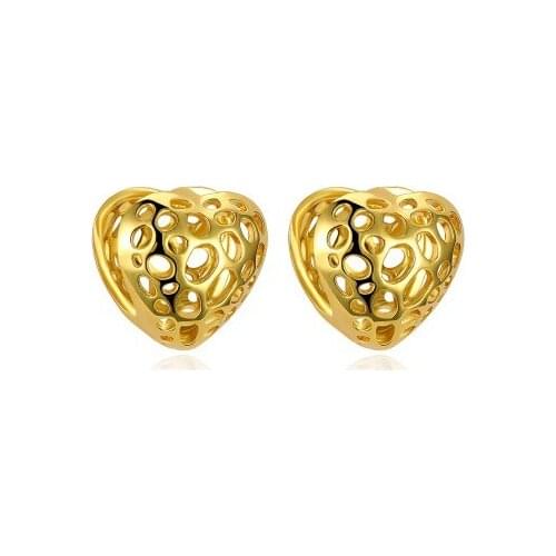 UFOORO New Arrival Fashion Hollow Heart Stud Earring For Women Trendy Charm Party Gold Color Jewelry