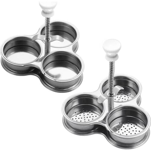 Stainless Steel Egg Poacher 3 caves Boiler Cooker Steamer Soft/hard boiled Eggs With/without Bottom Hole Kitchen Gadget Tool