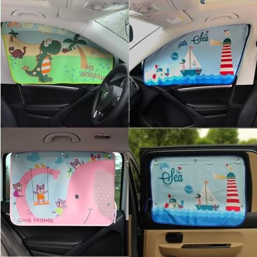 Cute Cartoon Magnetic Car Side Window Sunshades Curtains Adjustable Auto Windows Sun Visor Styling Animal Pattern Blinds Covers