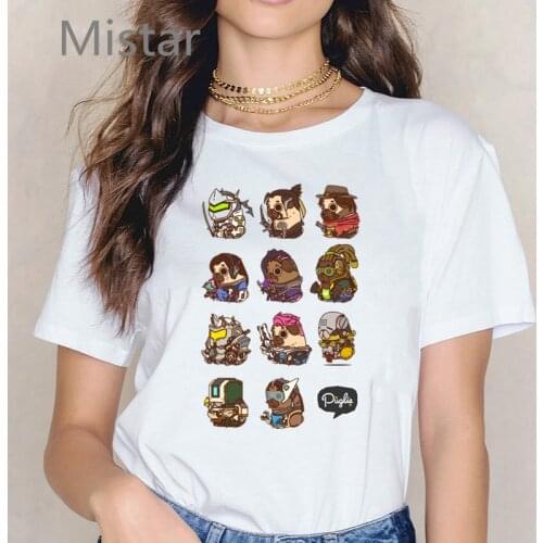Cute Pug Dogs Women Clothing Printed Summer Short Sleeve Female Tops Tees Vogue Cartoon T Shirts Dropshipping Funny T-shirt