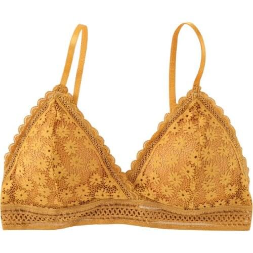 Women Lace No Steel Ring Sports Bra Beauty Back Wrapped Chest Comfortable Skin Bra Stretch Triangle Cup Chen Padded