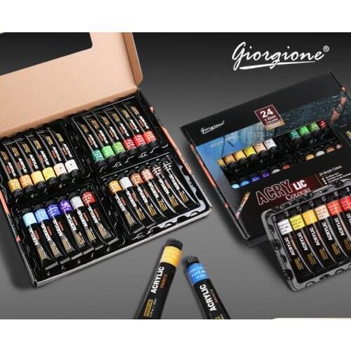 24PCS/Set Giorgione Acrylic Pigment Set Large Capacity 22ml Hand-painted DIY Wall Painting Waterproof Textile Factory Outlet