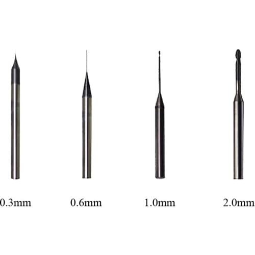 3pcs Cad Cam Burs End mills Zirconia WAX PMMA Disc Carbide Milling Bur for Dental Roland Milling Machine