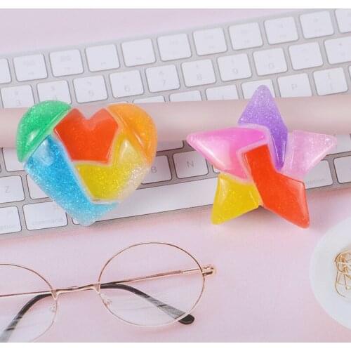 50pcs/lot Resin Heart Shape/ five-pointed star Cabochon For Scrapbooking Craft Making Hair Wear DIY Decorative Embellishment