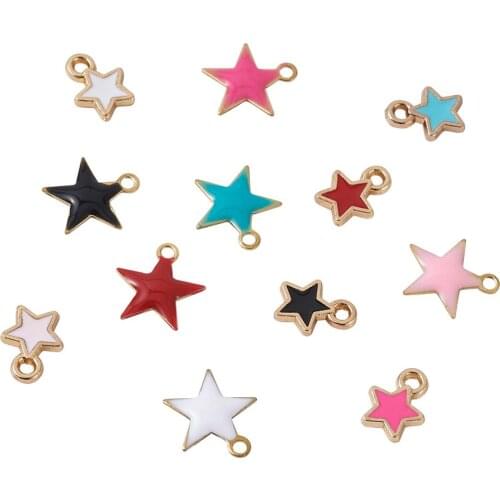 60pcs Mixed Color Alloy Brass Enamel Charms Tiny Star Pendants for Bracelet Earrings Necklace Jewelry Handmade DIY Accessories