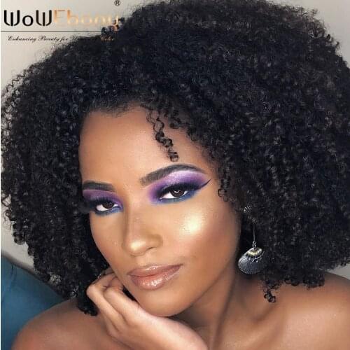 Afro Kinky Curly Wig 250 Density Brazilian Human Hair U Part Wig Glueless 4b4c Curly U Part Half Wig For Black Women Middle Part