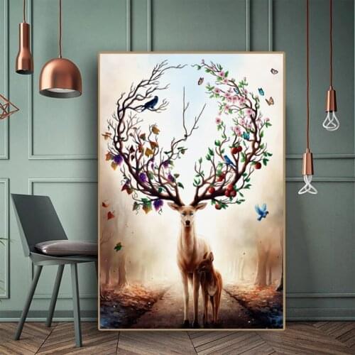 Diamond Embroidery 5D DIY Nordic Elk Deer Parent-child Deer Posters Diamond Painting Cross Stitch Home Decoration