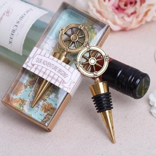 Free Shipping Hot Sell 100pcs Nautical Theme Compass Wine Stopper Wedding Favors Bridal Shower Ideas Beach Party Bottle Opener
