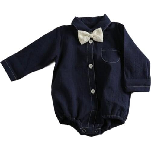 Baby boy bodysuit Baby One-Piece Suit Male Treasure Comfort Gentleman Tie Long-Sleeved Shirt bodysuit Crawling Clothes