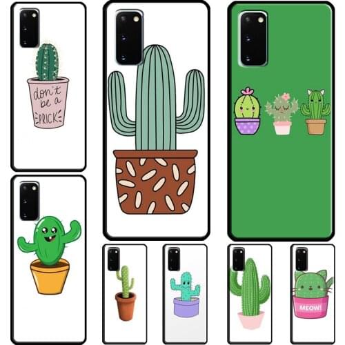 Cute Green Cactus Potted Plant Case Cover For Samsung S21 S20 Ultra Note 20 Note 10 Plus S20 FE S8 S9 S10 Plus Coque