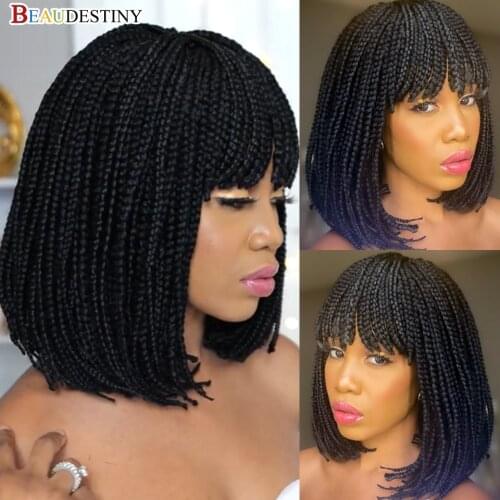Beaudestiny Cheap Wigs Braided Wig Synthetic Braiding Hair Box Braid Wigs For Women Synthetic Bob Wig Braided Wigs Daily Use