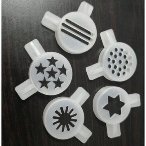 Ice Cream Maker Parts 5 different shapes Plastic nozzle kit noodle jungle snow flower Sandswiches hexagram