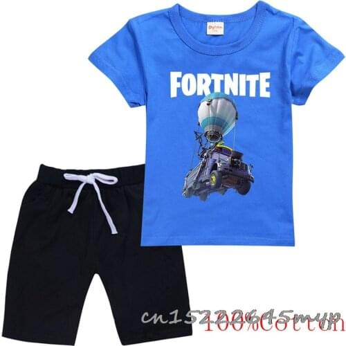 Childrens Summer T-shirt Suit Printing Game FortniteT-shirt Girl Suit T-shirt Shorts 2-piece Set of Boy Leisure Sports 2021 New