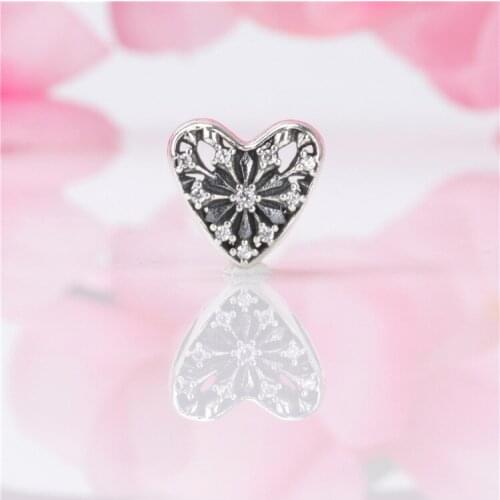 S925 sterling silver hollow heart-shaped snowflake beads Fit Original Bracelet Necklace DIY Jewelry