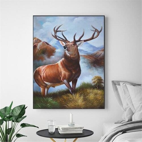 Elegant Elk Wall Art Canvas Painting Prints Modern Painting Wall Pictures For Living Room Home Decoration