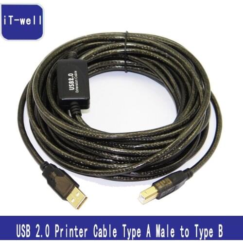 USB Printer Cable Type A Male to Type B Buit-in IC Chipset Dual Shielding (Foil+Braided)