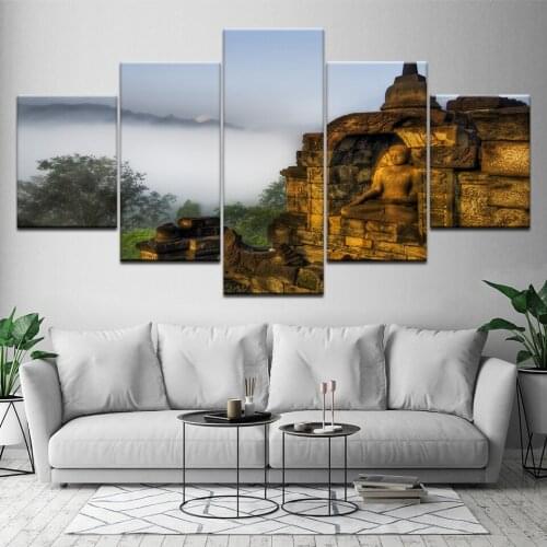 Canvas Painting Indonesia Borobudur 5 Pieces Wall Art Painting Modular Wallpapers Poster Print for living room Home Decor