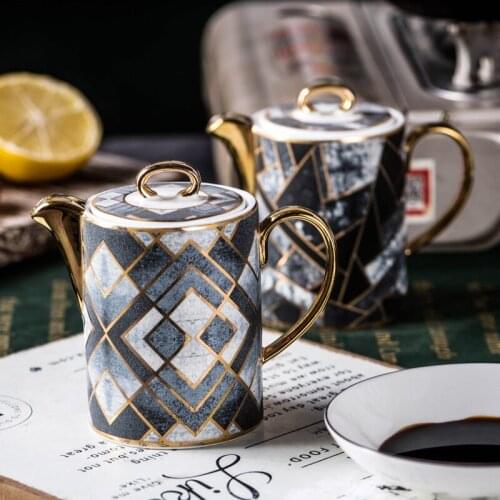 Nordic Geometric Art Ceramic Oil Tank Kitchen Leak-proof Vinegar Soy Sauce Bottle Household Diamond Grid Oil Pot Seasoning Tank