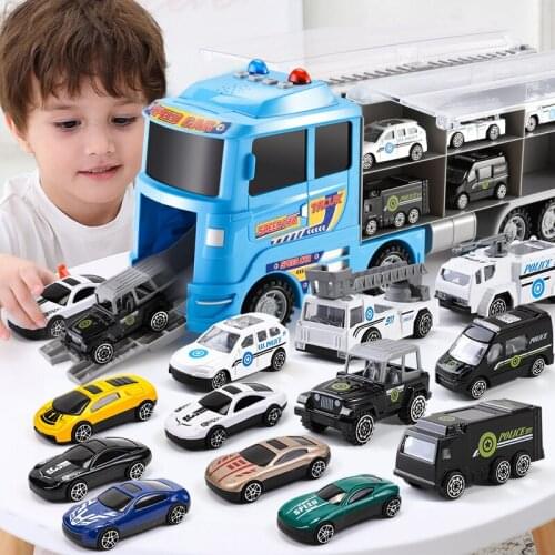 Storage Container Truck Series Childrens Toy Preschool Early Education Fire Police Engineering Military Theme Boy Model Car Toy