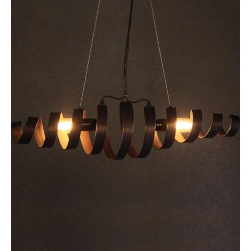 European style Creative Simple Loft Industrial wind WROUGHT IRON Chandelier Exhibition hall cafe Bar spiral stairs Led Chandelie