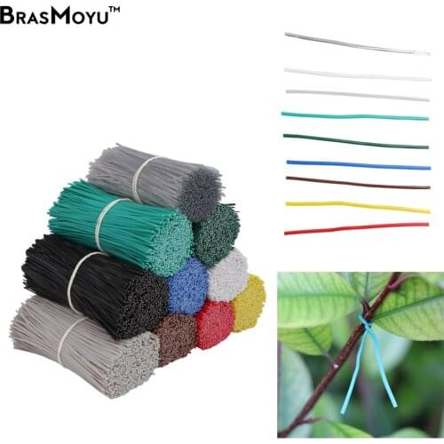 100PCS Round Gardening Cable Ties Length 10cm 12cm 15cm 20cm Oblate Gardening Plant Climbing Reusable Iron Wire Twist Tie For