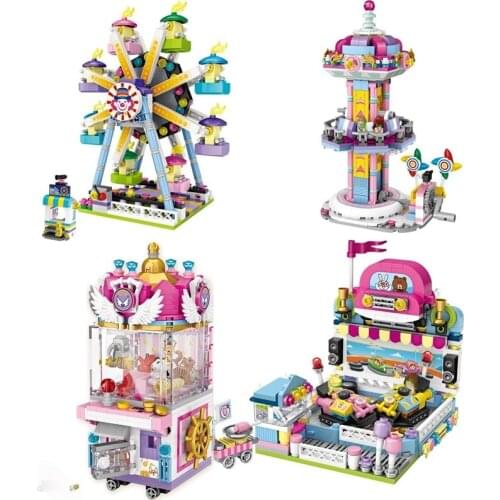 LOZ Mini Blocks Amusement Park Brick Building Blocks Toys for Kids Assembly DIY Children Street City View Educational 3d Model
