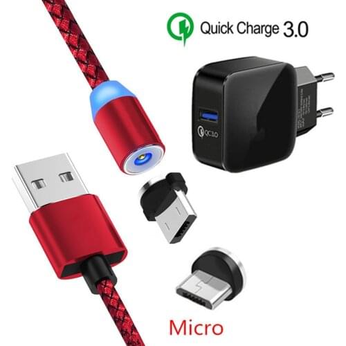 Magnetic Micro USB Charge Cable QC 3.0 Fast charger For Samsung A10 S4 J6 A6 A7 2018 Xiaomi 7A Redmi 6A 4X 6 Note 5 Realme 3 Pro