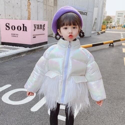 Fashion Kids Winter Jacket Thick Warm PU Children Zipper Parkas Coat Fur Kid Teenager Thickening Outerwear For Cold Winter