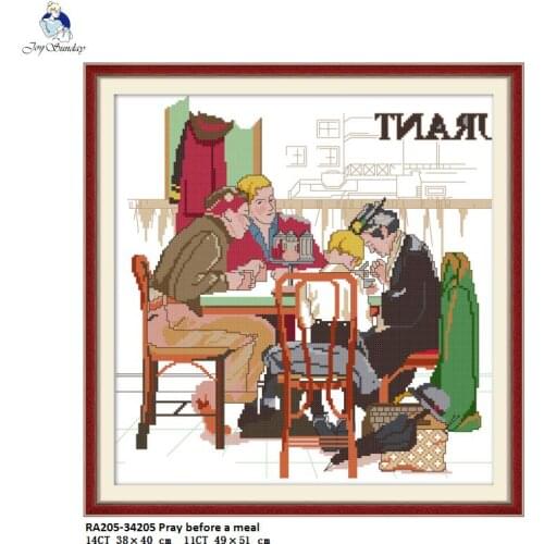 Joy Sunday Pray Before a Meal Pattern Counted Cross-stitch Kits 11CT 14CT DIY Handwork Beginner Embroidery Home Decor Wholesale
