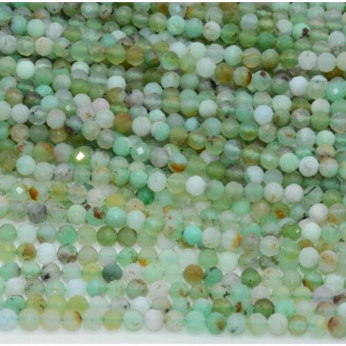 Natural Simple Quality Chrysoprase Faceted Round Beads 3mm