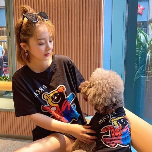 INS bear Parent-Child Dog Clothes Matching Pet Clothing For French Bulldog Clothes For Dog T-Shirt Clothes Puppy Pet Outfits 6XL