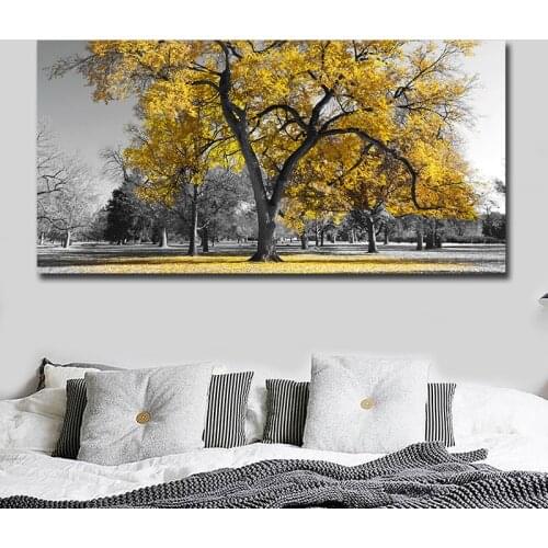 Poster Canvas Printing,Printed Giclee Canvas Prints,Modern Yellow Tree 1 Piece Big Size Canvas Art,Drop shipping Canvas Painting