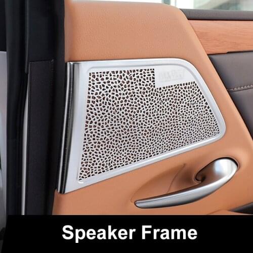 QHCP Car Door Audio Speaker Cover Door Sound Sequins Decorative Sticker Stainless Steel For Lexus ES200 260 300H 18-21 Accessory