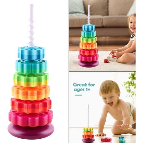 Rainbow Stacking Toy Stacking Blocks Toddler Stacking Blocks Colorful Run Toys for Kids Toddlers