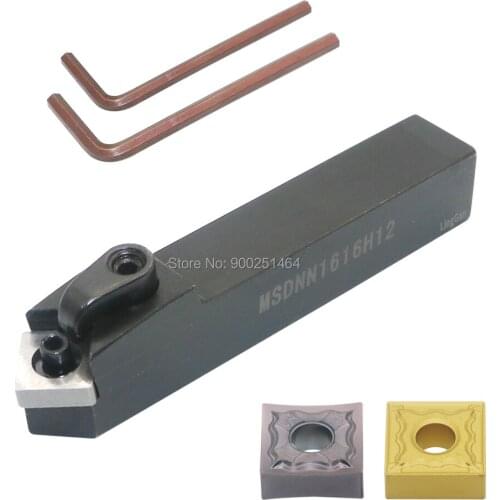 External Turning Tool,CNC Lathe Tool Holder,MSDNN1616H12 (16mm), with 2pcs Square Indexable Carbide Inserts SNMG120404 (SNMG431)